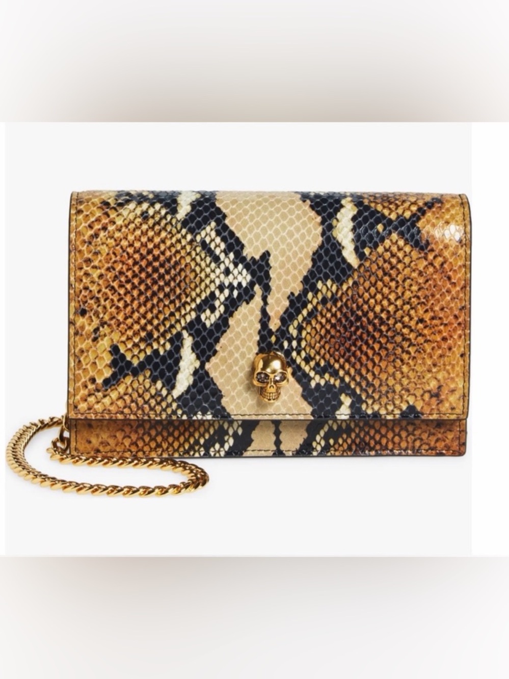 🐍Alexander McQueen🐍Small Skull Python Print Leather Shoulder Bag